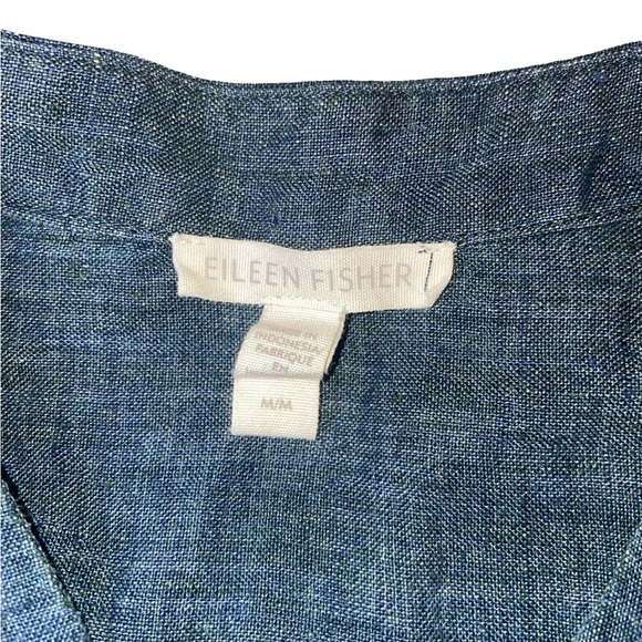 Eileen Fisher washed organic botton up linen Delave shirt size M - Picture 6 of 7